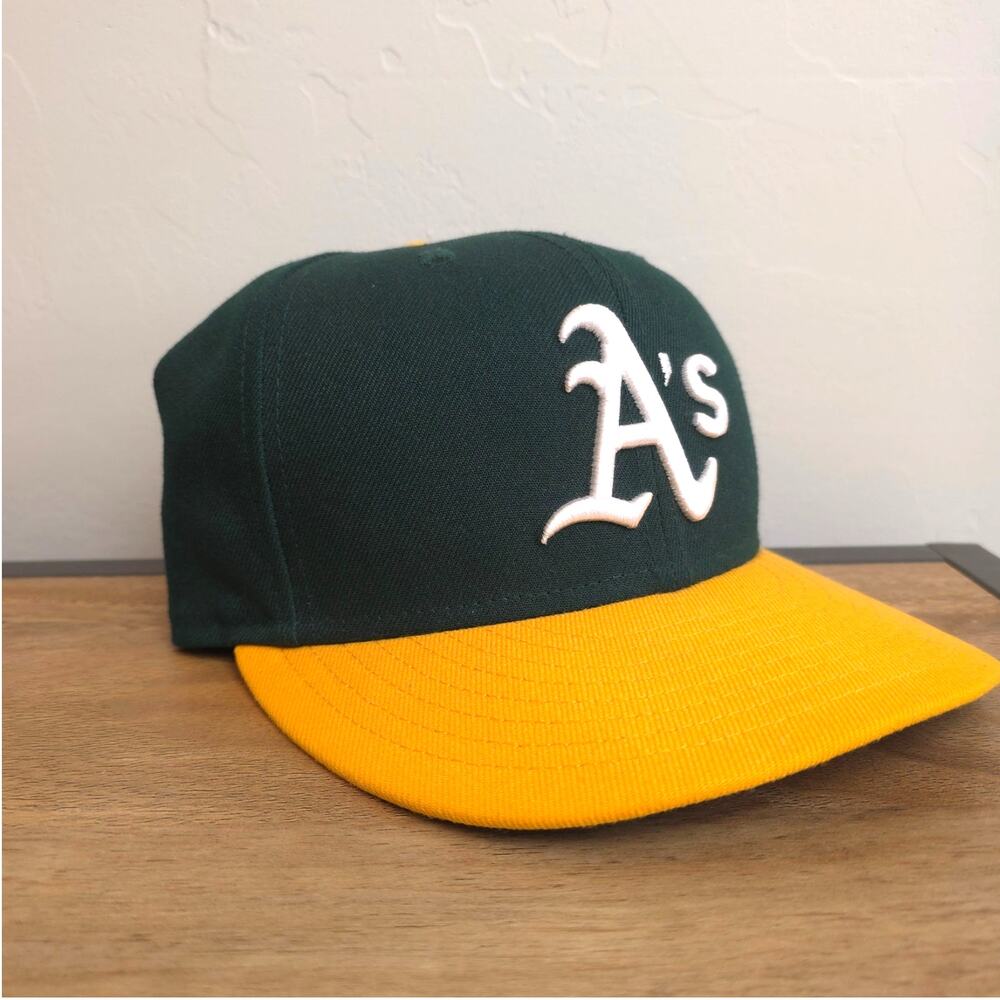 New Era Oakland Athletics A’s 59FIFTY Fitted Hat Green Yellow 7 1/4 MLB Cap